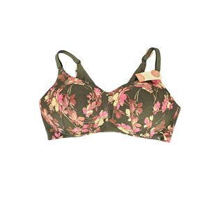 Cacique Black Floral‎ Lightly Lined No Wire Size 40DD Bra